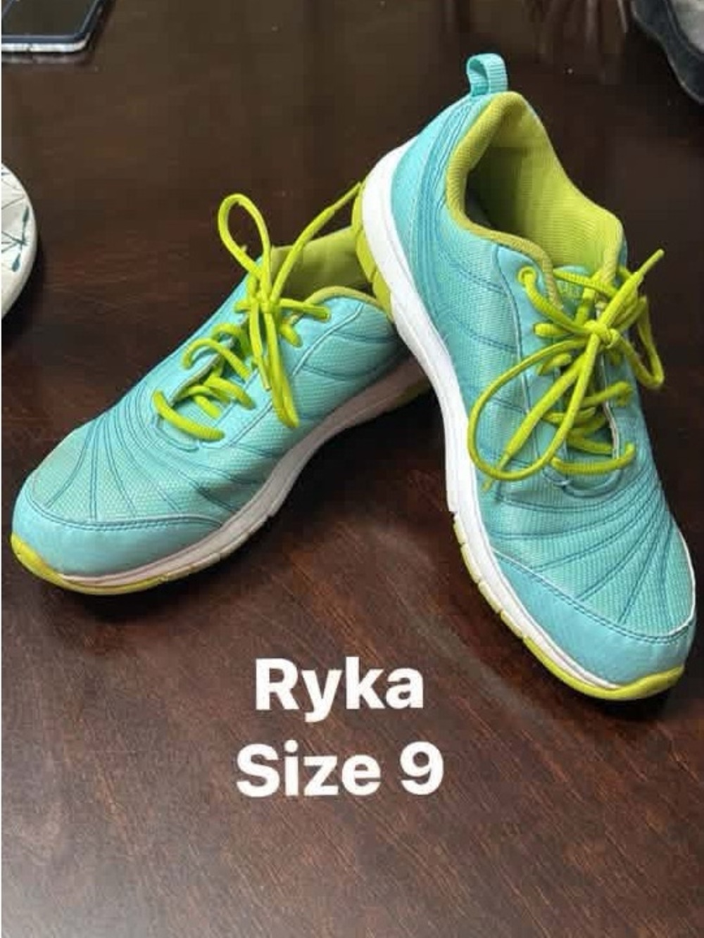 Ryka Teal and Lime Lightweight Training Shoes size 9 VGUC